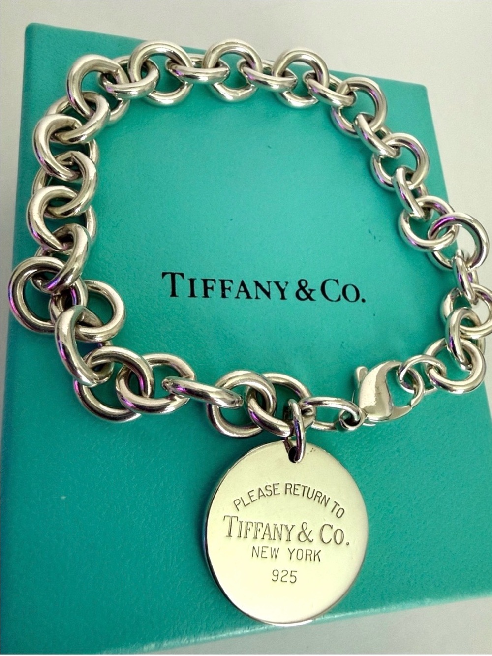 9” LARGE Tiffany & Co. Please Return To Tiffany Round Tag Bracelet